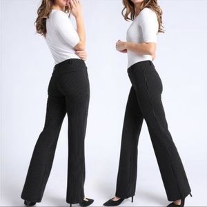 Betabrand Black Pinstripe Boot Cut Women's Yoga Dress Pants Size L